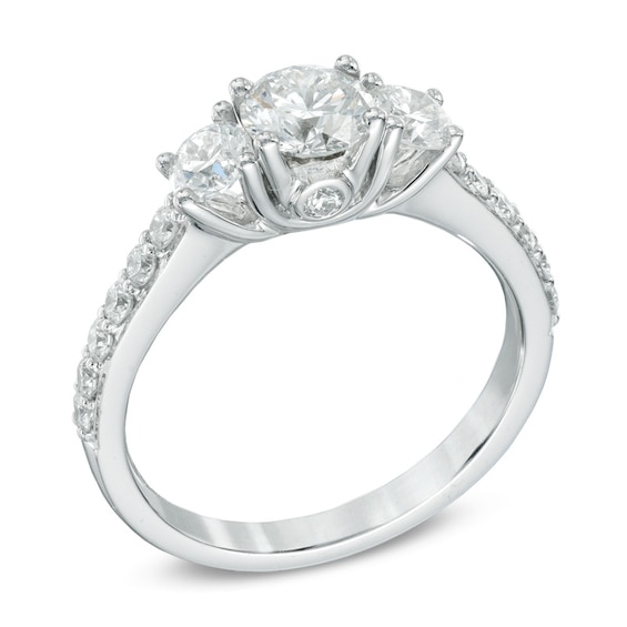 Celebration LuxÂ® 1-1/2 CT. T.w. Certified Diamond Three Stone Ring in 18K White Gold (I/Si2)