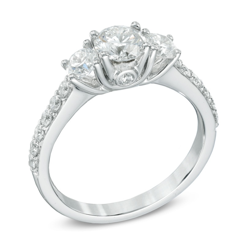 Celebration Lux® 1-1/2 CT. T.W. Diamond Three Stone Ring in 18K White Gold (I/SI2)