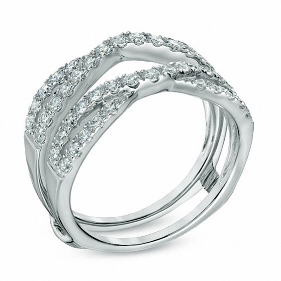 1 CT. T.w. Diamond Twist Split Shank Solitaire Enhancer in 14K White Gold