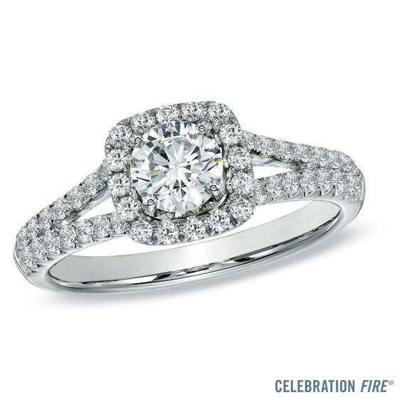 Celebration Fire™ 1 CT. T.w. Diamond Engagement Ring in 14K White Gold (H-I/Si1-Si2)