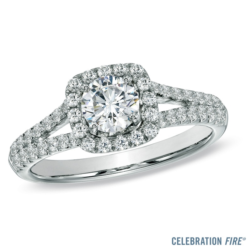 Celebration Fire™ 1 CT. T.W. Diamond Engagement Ring in 14K White Gold (H-I/SI1-SI2)