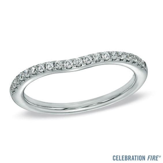1/5 CT. T.w. Certified Diamond Contour Wedding Band in 14K White Gold (I/Si2)