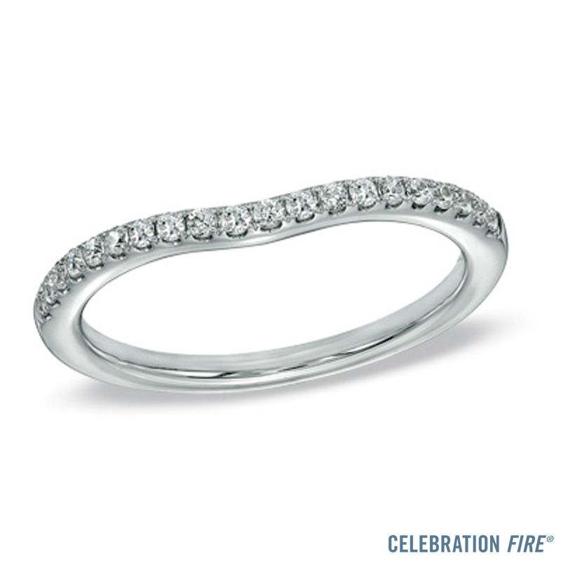 Main Image 1 of 1/5 CT. T.W. Certified Diamond Contour Wedding Band in 14K White Gold (I/SI2)