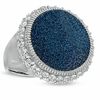 Thumbnail Image 1 of 18.0mm Blue Drusy Quartz and Lab-Created White Sapphire Ring in Sterling Silver