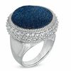 Thumbnail Image 2 of 18.0mm Blue Drusy Quartz and Lab-Created White Sapphire Ring in Sterling Silver