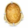 Thumbnail Image 1 of Oval Golden Drusy Quartz and Crystal Ring in Sterling Silver with 14K Gold Plate