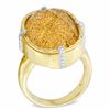 Thumbnail Image 2 of Oval Golden Drusy Quartz and Crystal Ring in Sterling Silver with 14K Gold Plate