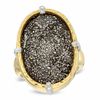 Thumbnail Image 1 of Oval Whiskey Drusy Quartz and Crystal Ring in Sterling Silver with 14K Gold Plate