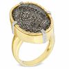 Thumbnail Image 2 of Oval Whiskey Drusy Quartz and Crystal Ring in Sterling Silver with 14K Gold Plate