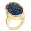 Thumbnail Image 2 of Oval Blue Drusy Quartz and Crystal Ring in Sterling Silver with 14K Gold Plate