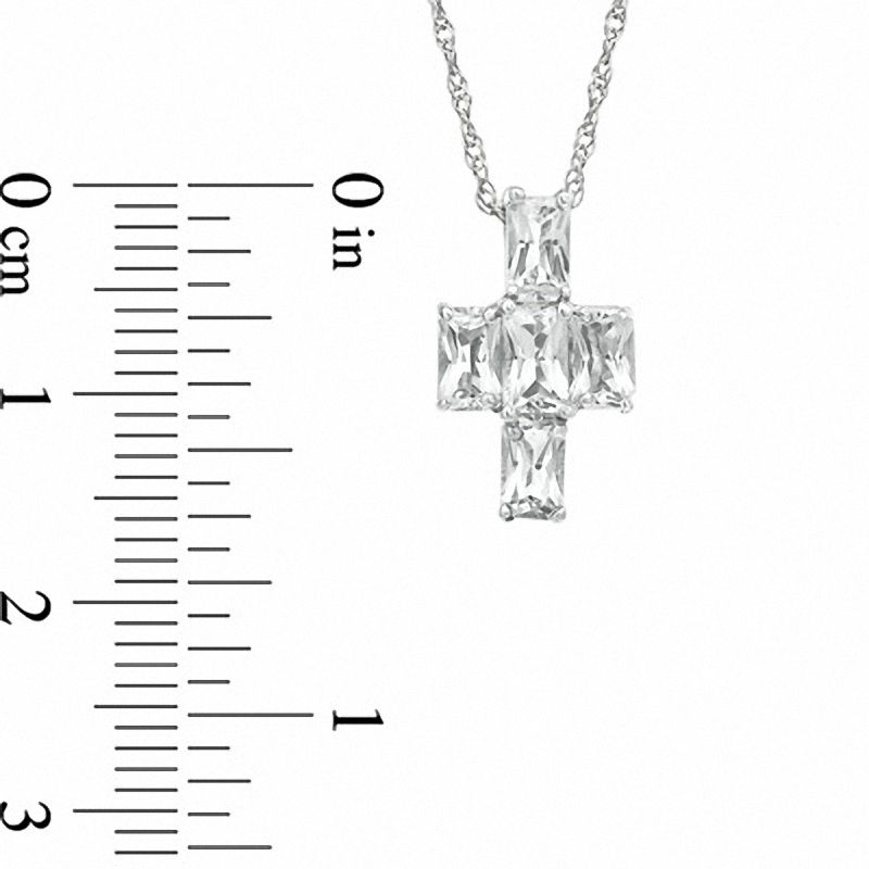 Main Image 2 of White Topaz Cross Pendant in Sterling Silver