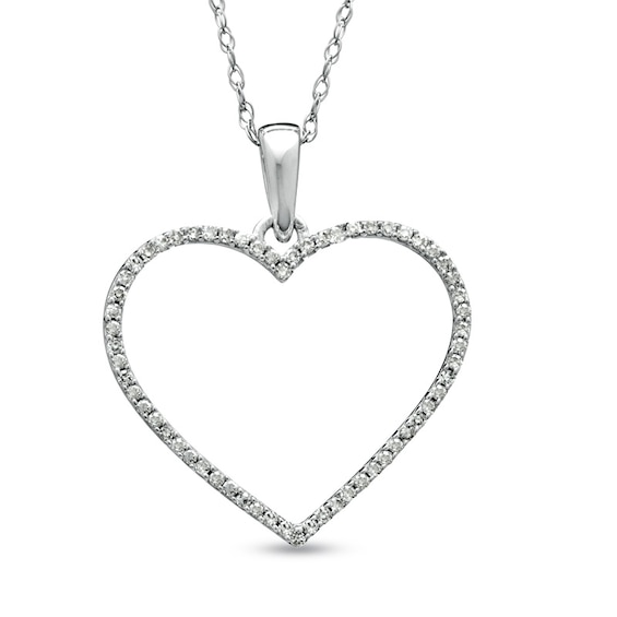 1/8 CT. T.w. Diamond Heart Outline Pendant in 10K White Gold