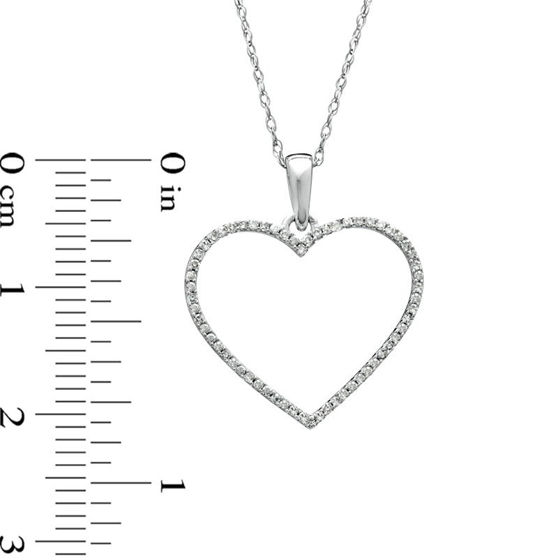 1/8 CT. T.W. Diamond Heart Outline Pendant in 10K White Gold