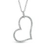 Thumbnail Image 1 of 1/10 CT. T.W. Diamond Tilted Heart Outline Pendant in 10K White Gold