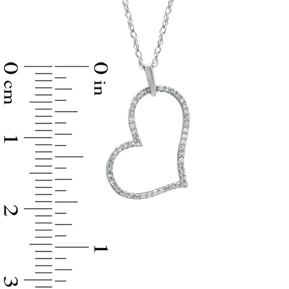 1/10 CT. T.w. Diamond Tilted Heart Outline Pendant in 10K White Gold