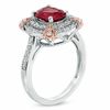 Thumbnail Image 2 of Oval Lab-Created Ruby and White Sapphire Ring in Two-Tone Sterling Silver