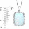 Thumbnail Image 2 of Cushion-Cut Lab-Created Opal and White Sapphire Frame Pendant in Sterling Silver