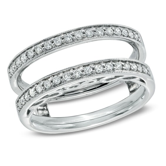 1/3 CT. T.w. Diamond Milgrain Edge Solitaire Enhancer in 14K White Gold