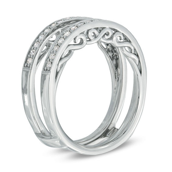 1/3 CT. T.w. Diamond Milgrain Edge Solitaire Enhancer in 14K White Gold