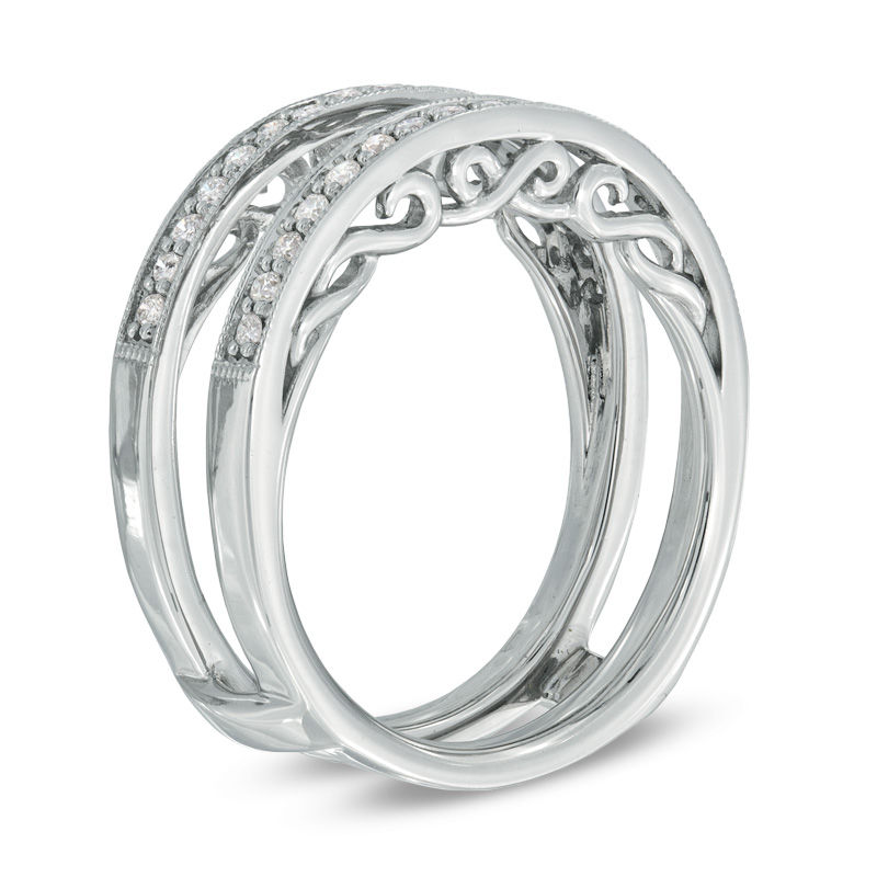 Main Image 2 of 1/3 CT. T.W. Diamond Milgrain Edge Solitaire Enhancer in 14K White Gold