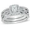 Thumbnail Image 1 of 7/8 CT. T.W. Princess-Cut Diamond Framed Twist Shank Bridal Set in 14K White Gold