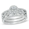 Thumbnail Image 1 of 7/8 CT. T.W. Pear-Shaped Diamond Bridal Set in 14K White Gold