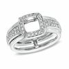 Thumbnail Image 1 of 1/4 CT. T.W. Diamond Square Frame Solitaire Enhancer in 14K White Gold