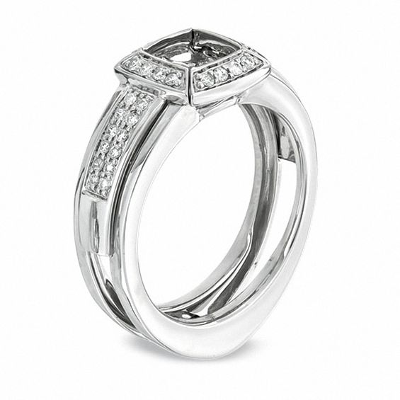 1/4 CT. T.w. Diamond Square Frame Solitaire Enhancer in 14K White Gold