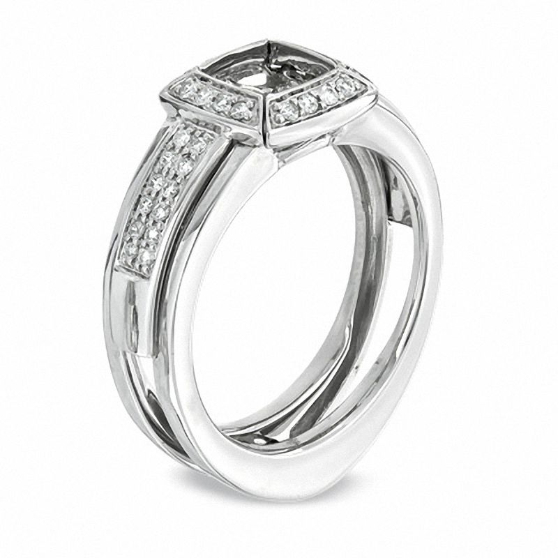 Main Image 2 of 1/4 CT. T.W. Diamond Square Frame Solitaire Enhancer in 14K White Gold