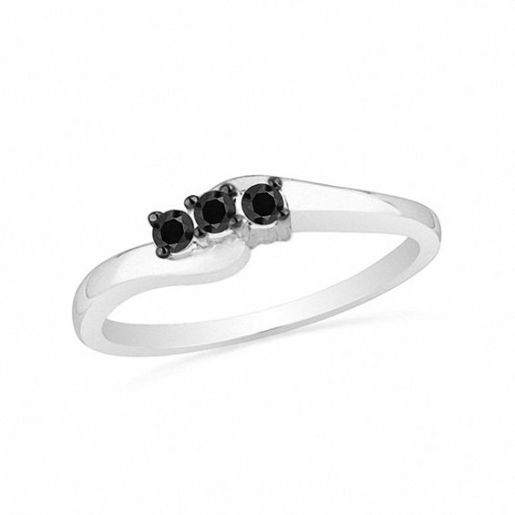 1/8 CT. T.w. Black Diamond Accent Three Stone Ring in Sterling Silver
