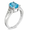 Thumbnail Image 2 of Oval Swiss Blue Topaz and Diamond Accent Pendant, Ring and Earrings Set in Sterling Silver - Size 7