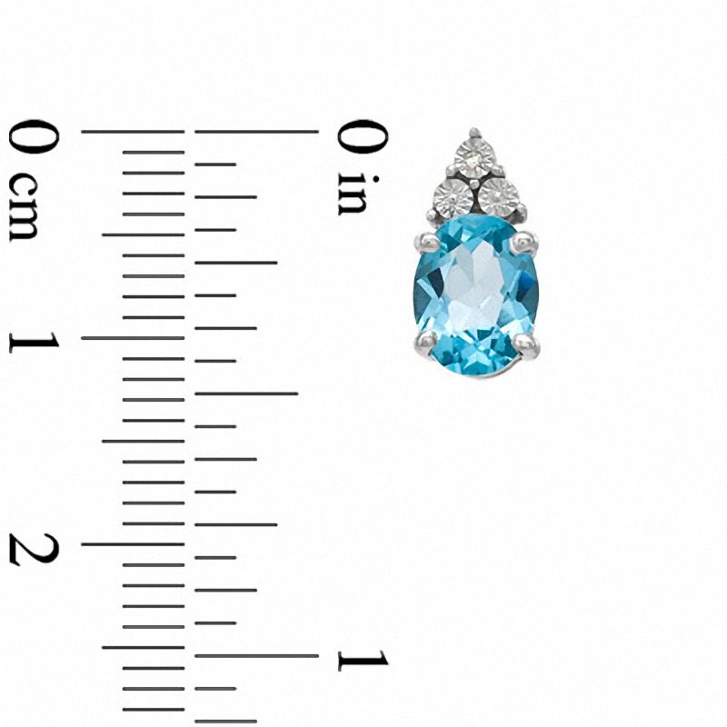 Main Image 3 of Oval Swiss Blue Topaz and Diamond Accent Pendant, Ring and Earrings Set in Sterling Silver - Size 7