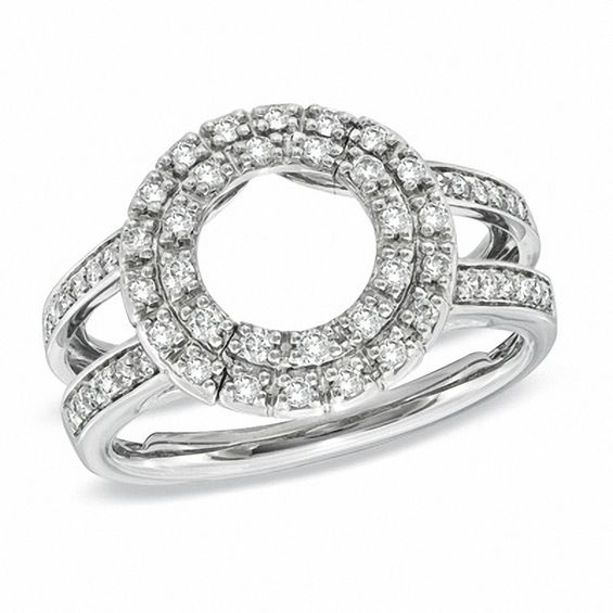 1/2 CT. T.w. Diamond Circle Frame Solitaire Enhancer in 14K White Gold