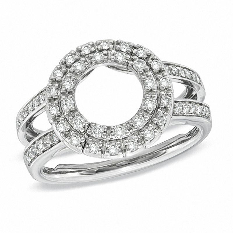 Main Image 1 of 1/2 CT. T.W. Diamond Circle Frame Solitaire Enhancer in 14K White Gold