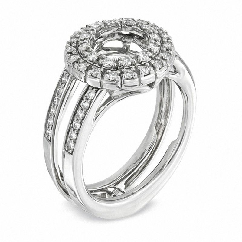 Main Image 2 of 1/2 CT. T.W. Diamond Circle Frame Solitaire Enhancer in 14K White Gold