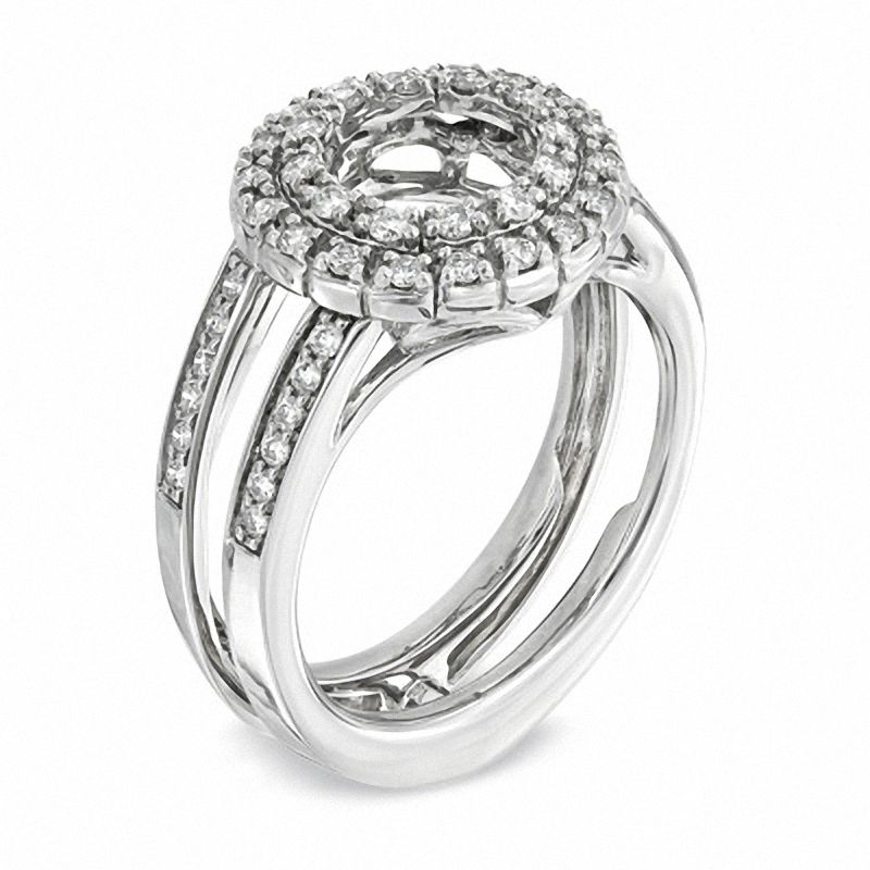 1/2 CT. T.W. Diamond Circle Frame Solitaire Enhancer in 14K White Gold