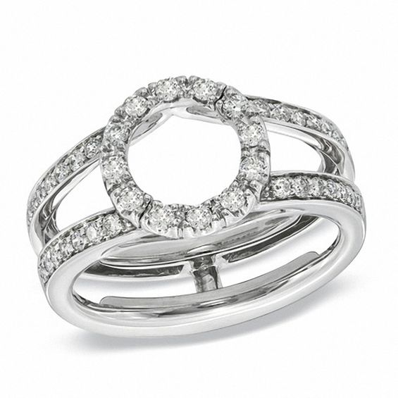1/2 CT. T.w. Diamond Circle Frame Solitaire Enhancer in 14K White Gold