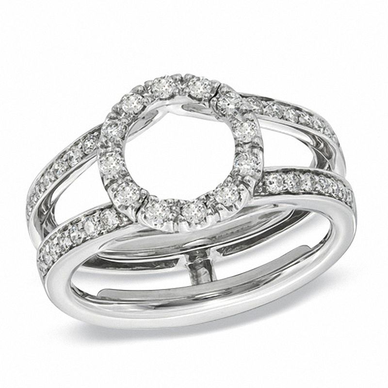 Main Image 1 of 1/2 CT. T.W. Diamond Circle Frame Solitaire Enhancer in 14K White Gold