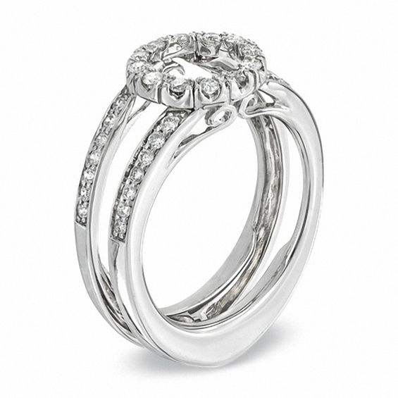 1/2 CT. T.w. Diamond Circle Frame Solitaire Enhancer in 14K White Gold