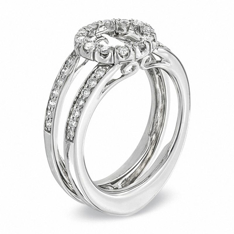 1/2 CT. T.W. Diamond Circle Frame Solitaire Enhancer in 14K White Gold