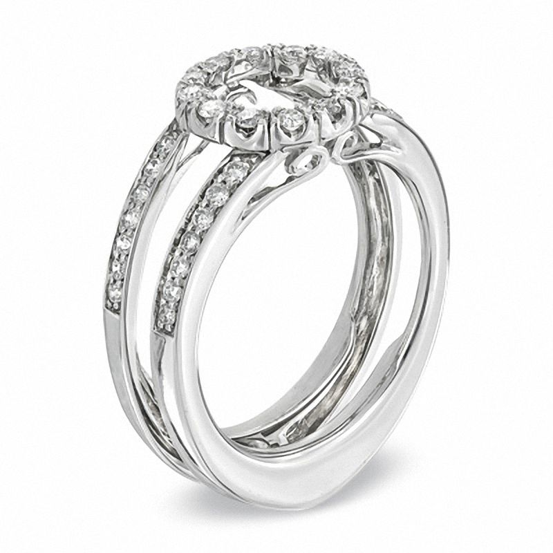 Main Image 2 of 1/2 CT. T.W. Diamond Circle Frame Solitaire Enhancer in 14K White Gold