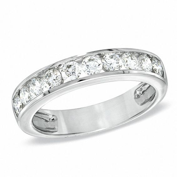 7/8 CT. T.w. Certified Diamond Wedding Band in 18K White Gold (H/Vs2)