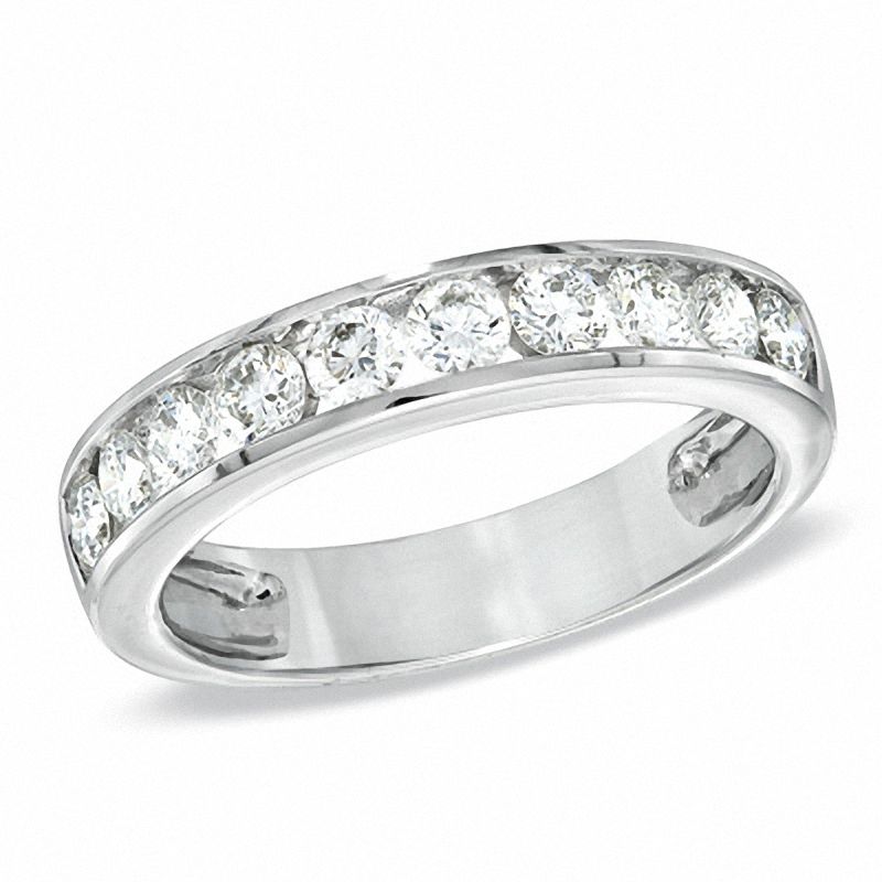 Main Image 1 of 7/8 CT. T.W. Certified Diamond Wedding Band in 18K White Gold (H/VS2)