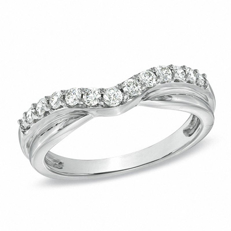 Main Image 1 of 3/8 CT. T.W. Certified Diamond Contour Wedding Band in 18K White Gold (H/VS2)