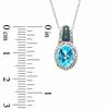 Thumbnail Image 2 of Oval Swiss Blue Topaz and 1/10 CT. T.W. Enhanced Blue and White Diamond Pendant in 10K White Gold