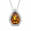 Thumbnail Image 1 of Pear-Shaped Cognac Quartz and Lab-Created White Sapphire Pendant in Sterling Silver