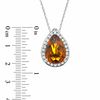 Thumbnail Image 2 of Pear-Shaped Cognac Quartz and Lab-Created White Sapphire Pendant in Sterling Silver