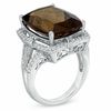 Thumbnail Image 1 of Cushion-Cut Cognac Quartz and Lab-Created White Sapphire Ring in Sterling Silver