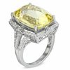 Thumbnail Image 2 of Cushion-Cut Lemon Quartz and Lab-Created White Sapphire Ring in Sterling Silver