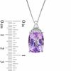 Thumbnail Image 2 of Cushion-Cut Rose de France Amethyst and Lab-Created White Sapphire Pendant in Sterling Silver